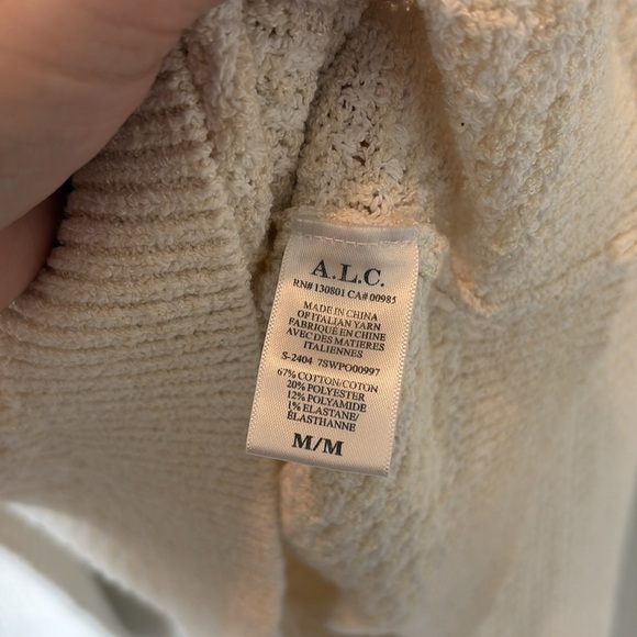 A.L.C Reese Pullover Sweater Medium Cream Beige Textured Neutral Wide Sleeve - Picture 6 of 12